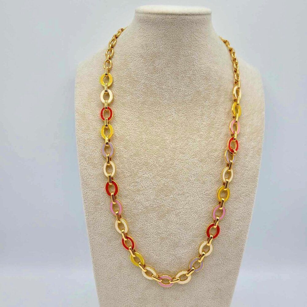 J Crew Rainbow Enamel Chain Link Necklace NEW!  NWOT!